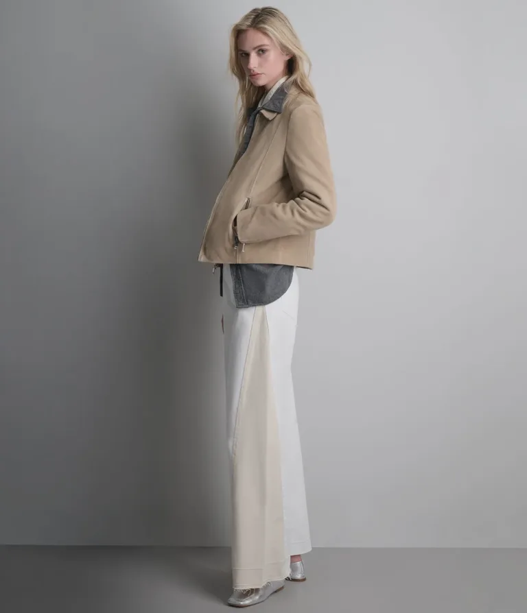 Monty Shirt Collar Zip Jacket in Sand, official Wilsons Leather product photo 7