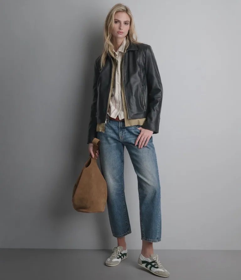Justine Leather Shirt Jacket in Black, official Wilsons Leather product photo 2