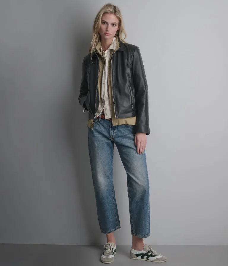 Justine Leather Shirt Jacket in Black, official Wilsons Leather product photo 1