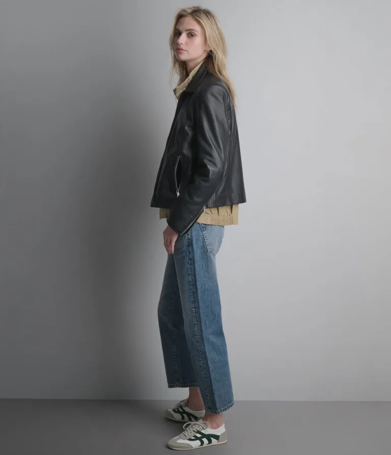 Justine Leather Shirt Jacket in Black, official Wilsons Leather product photo 6