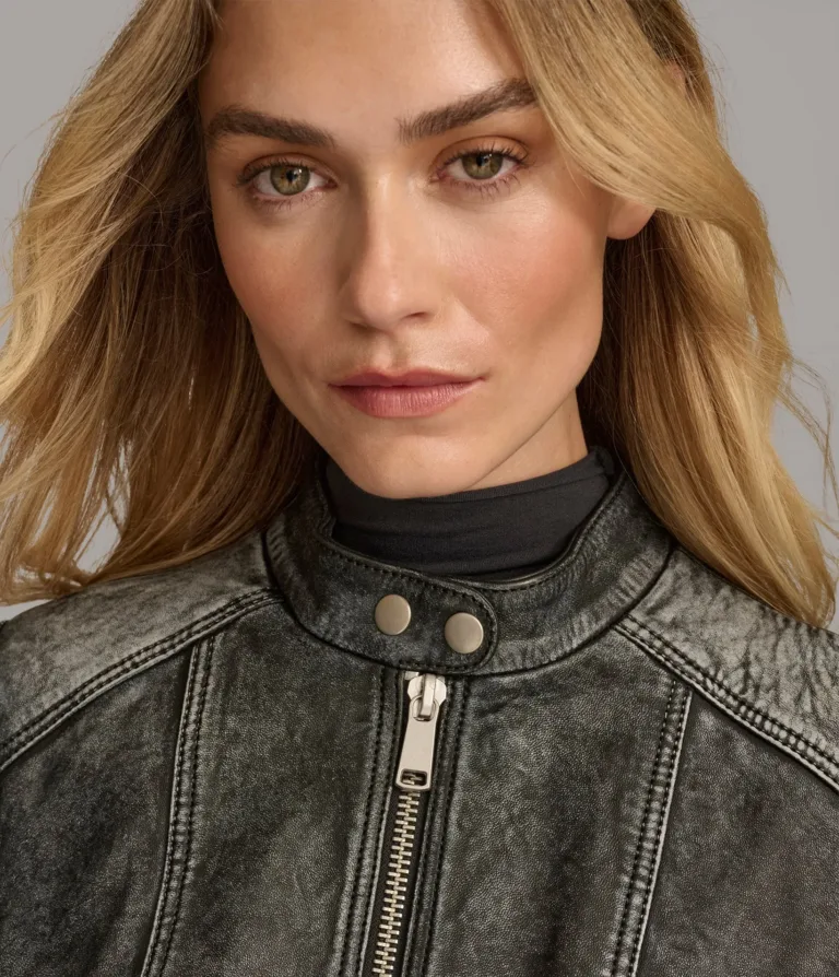 Alora Leather Combo Racer Jacket in Black, official Wilsons Leather product photo 7