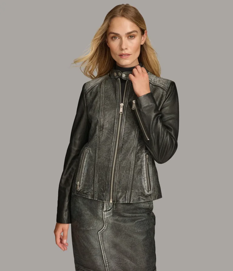 Alora Leather Combo Racer Jacket in Black, official Wilsons Leather product photo 3
