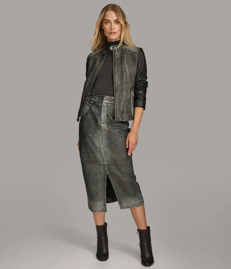 Alora Leather Combo Racer Jacket in Black, official Wilsons Leather product photo 6