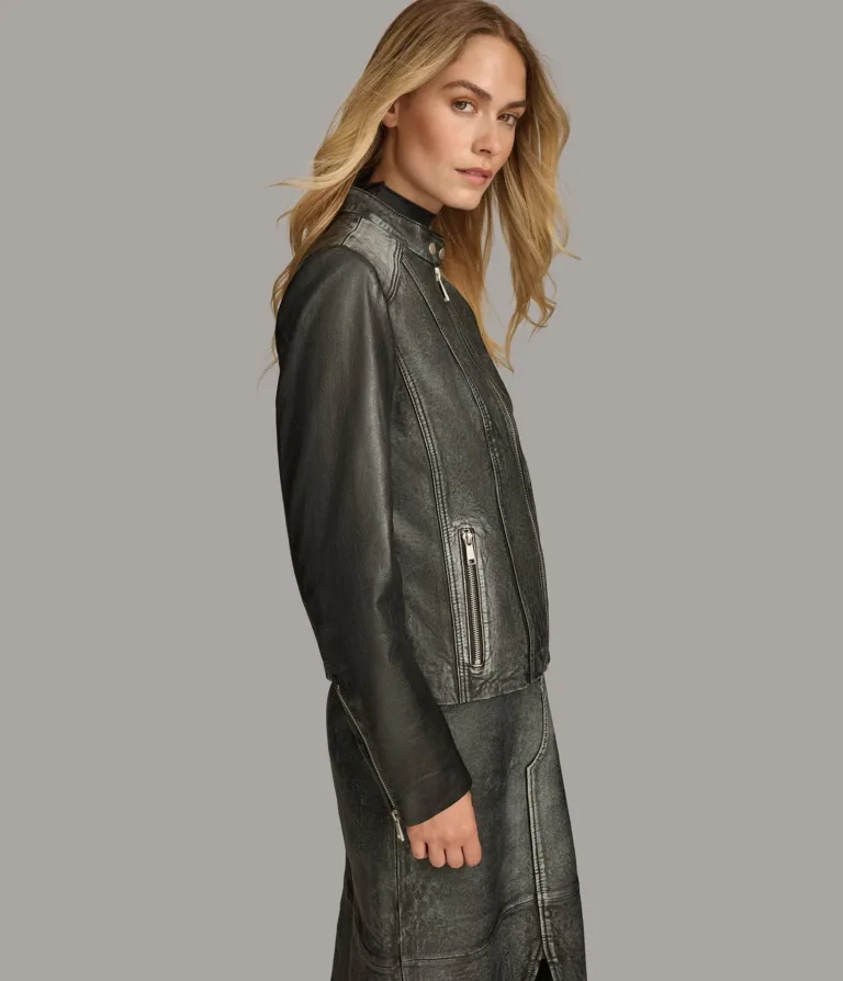 Alora Leather Combo Racer Jacket in Black, official Wilsons Leather product photo 2
