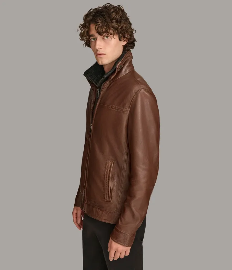 Wilsons Leather Jett Brown leather jacket side detail