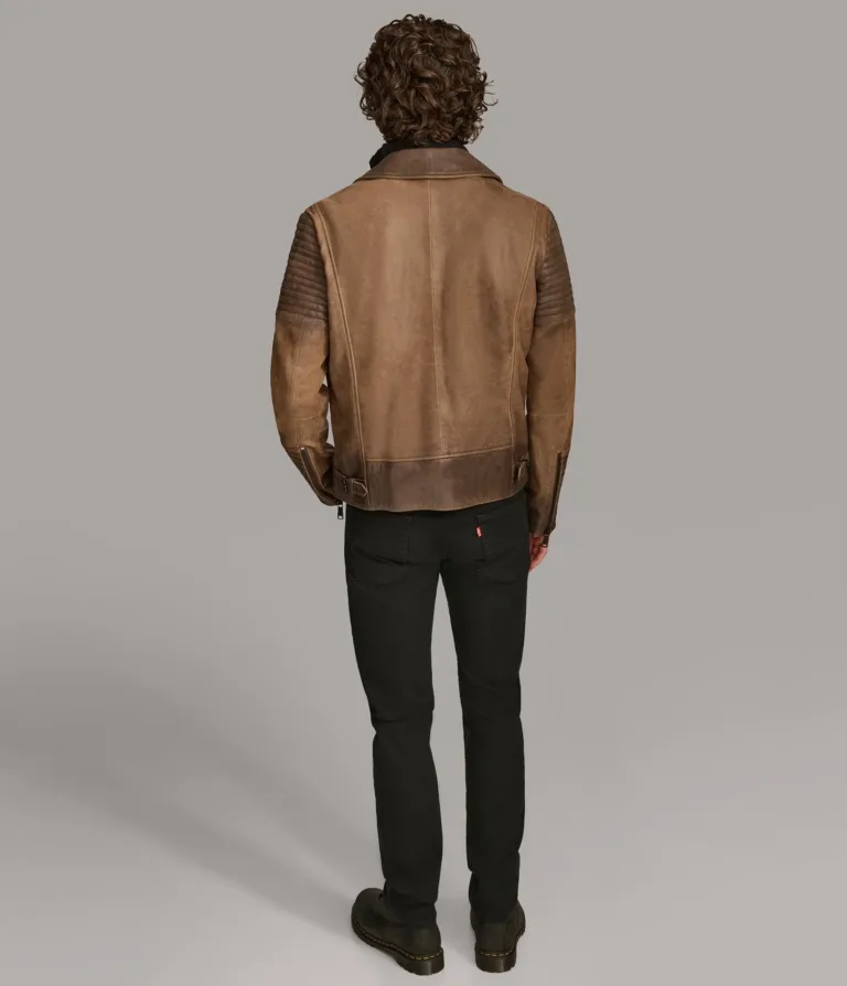 Wilsons Leather Dom Cognac padded moto jacket product view 4