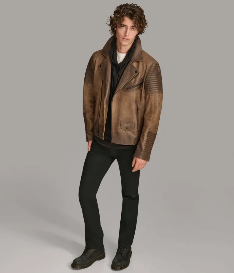 Wilsons Leather Dom Cognac padded moto jacket product view 5