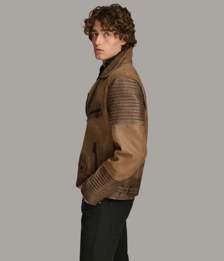 Wilsons Leather Dom Cognac padded moto jacket product view 2