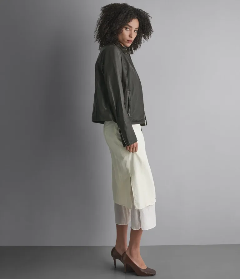 Justine Leather Shirt Jacket in Chocolate, official Wilsons Leather product photo 3