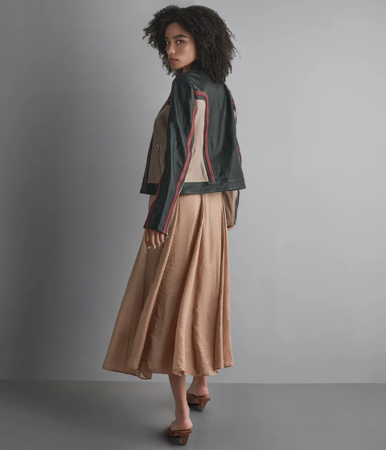 Riley Cropped Leather Racer Jacket, official Wilsons Leather product photo 3