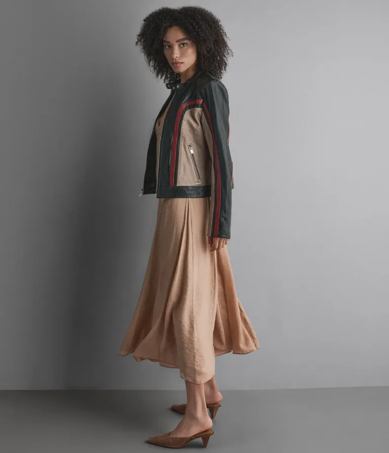 Riley Cropped Leather Racer Jacket, official Wilsons Leather product photo 4