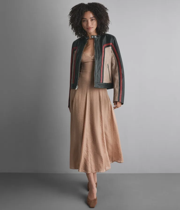 Riley Cropped Leather Racer Jacket, official Wilsons Leather product photo 5