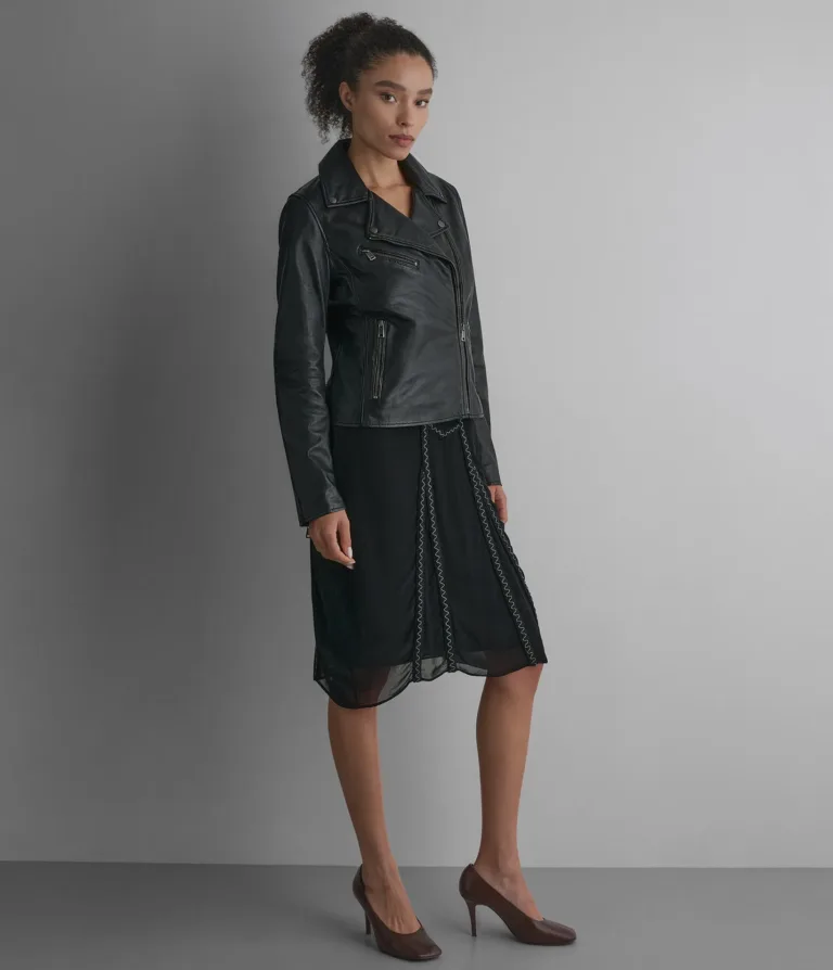 Delaney Leather Star Moto Jacket in Black, official Wilsons Leather product photo 2