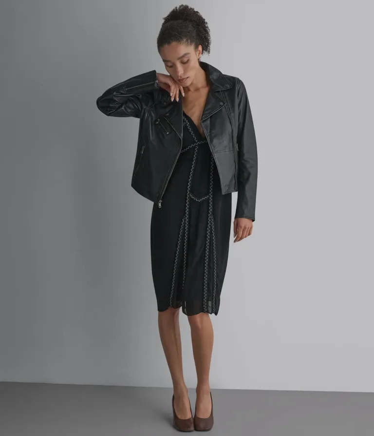Delaney Leather Star Moto Jacket in Black, official Wilsons Leather product photo 3