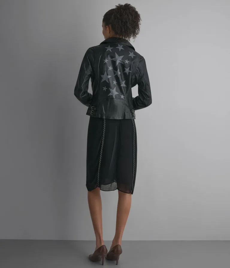 Delaney Leather Star Moto Jacket in Black, official Wilsons Leather product photo 4
