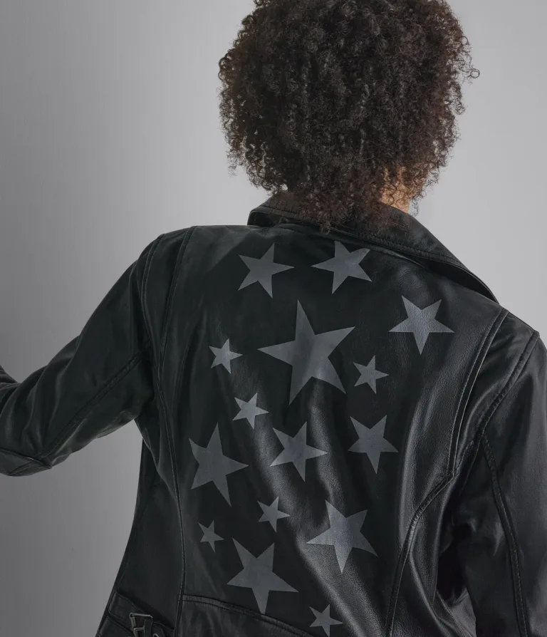 Delaney Leather Star Moto Jacket in Black, official Wilsons Leather product photo 6