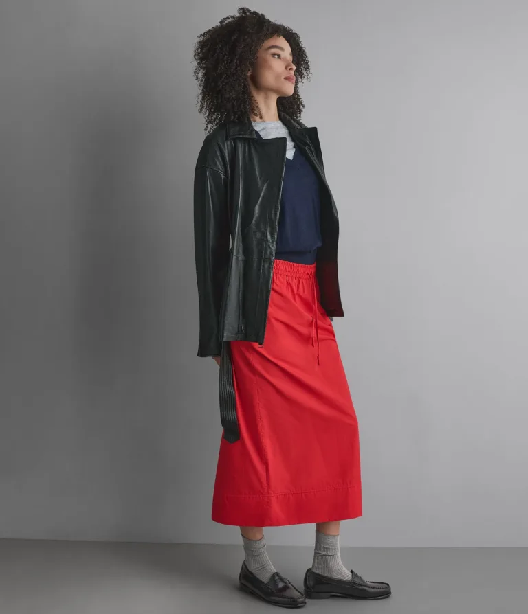 Monroe Leather Belted Asymmetric Moto Jacket in Black, official Wilsons Leather product photo 6