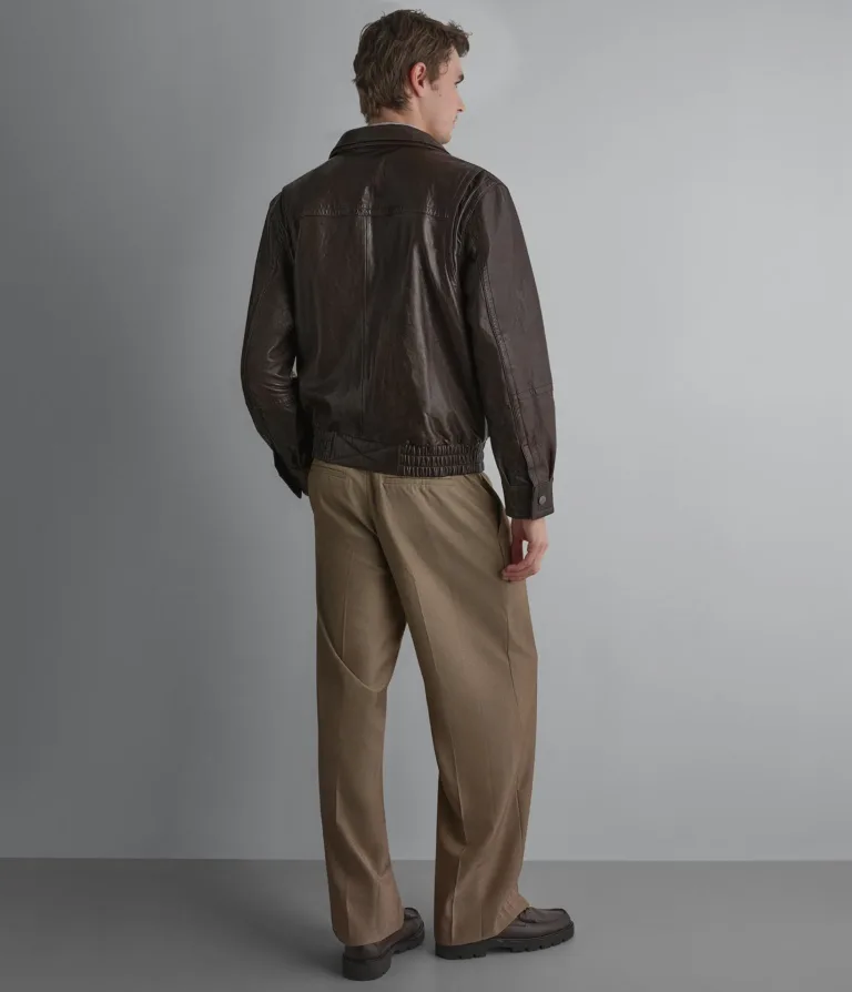 Wilsons Leather Marvin vintage bomber jacket in Java, back view