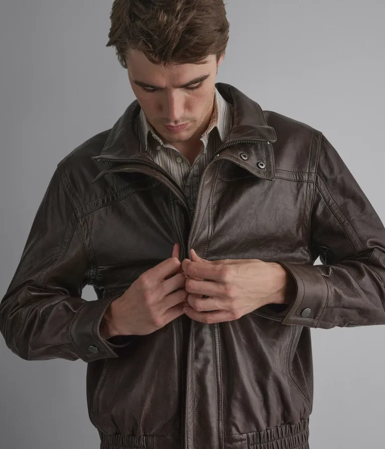Wilsons Leather Marvin vintage bomber jacket in Java, alternate product view 4