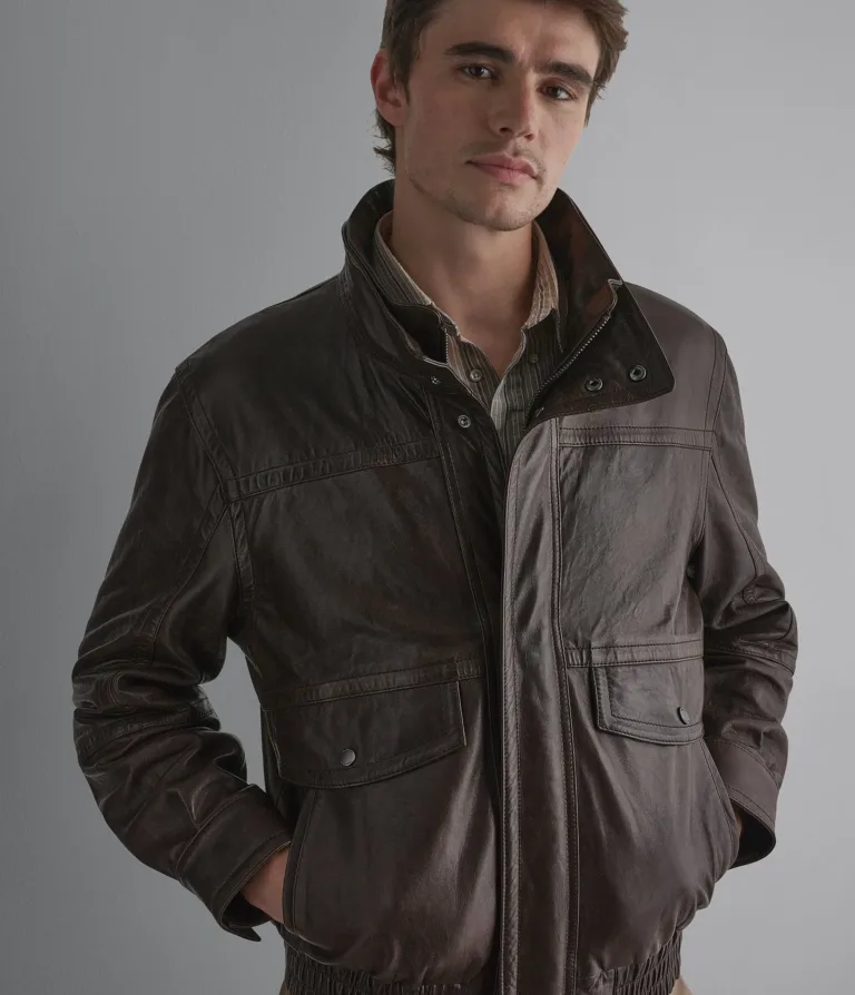 Wilsons Leather Marvin vintage bomber jacket in Java, alternate product view 5