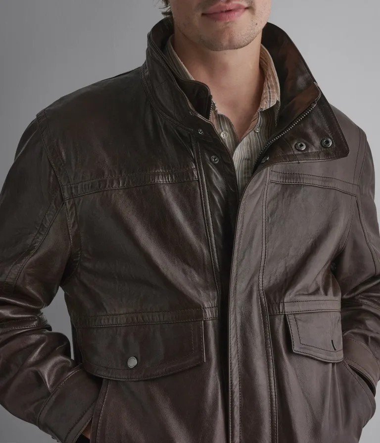 Wilsons Leather Marvin vintage bomber jacket in Java, alternate product view 6