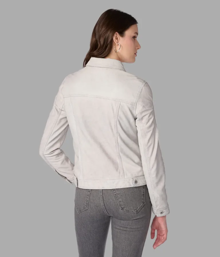 Addison Leather Denim Jacket in White, official Wilsons Leather product photo 3