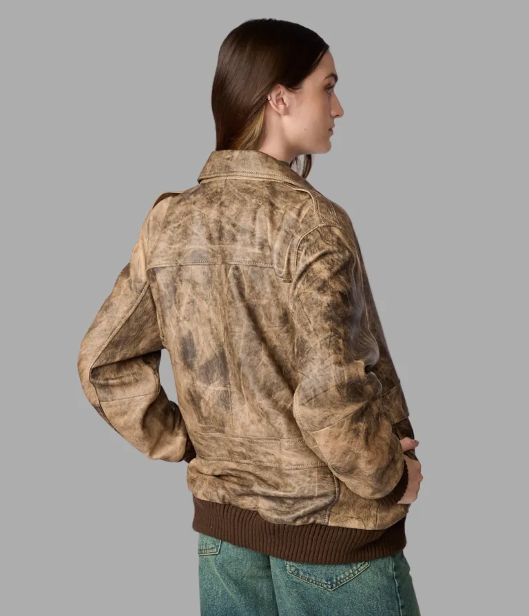Cassidy Oversized Leather Bomber Jacket in Brown, official Wilsons Leather product photo 3
