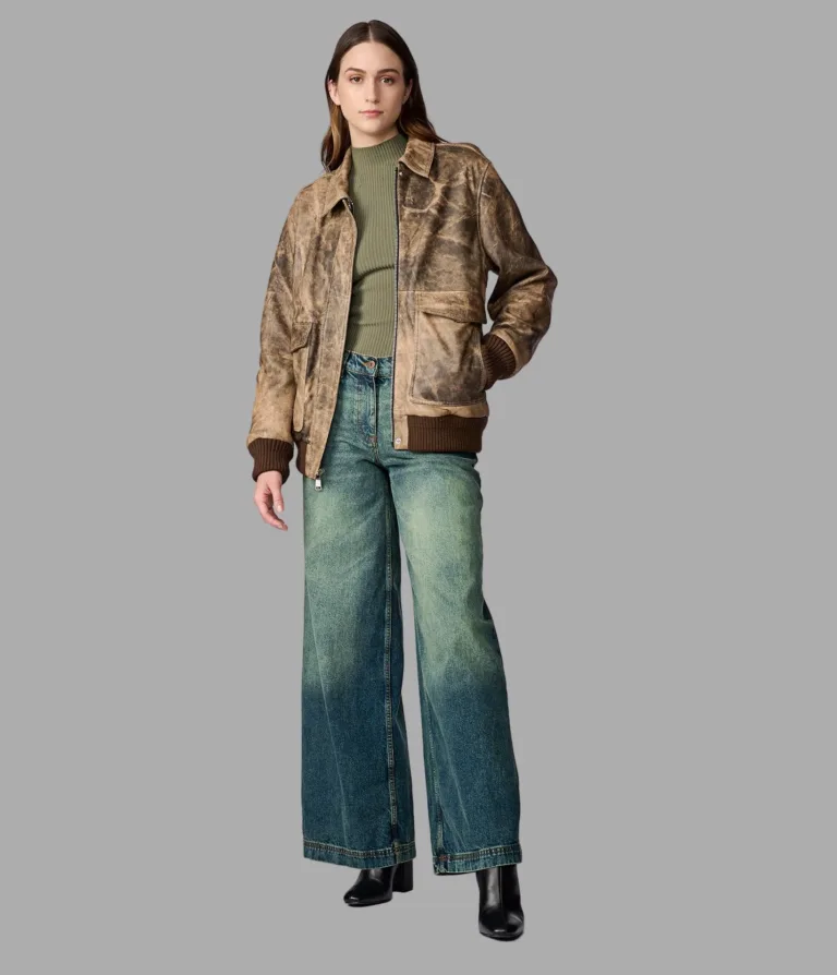 Cassidy Oversized Leather Bomber Jacket in Brown, official Wilsons Leather product photo 4