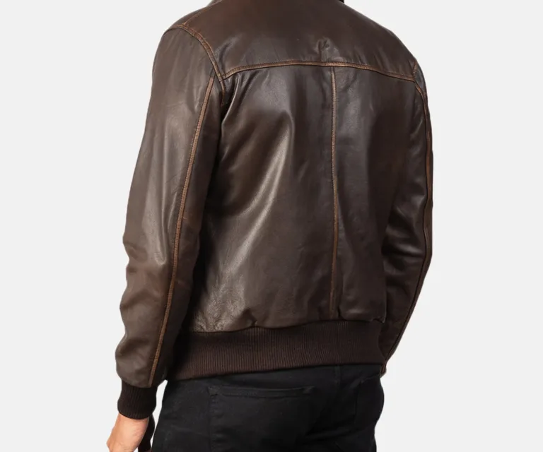 Aaron Brown Leather Bomber Jacket — view 6