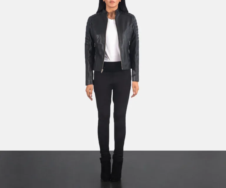 Adalyn Quilted Black Leather Biker Jacket Luxury Women's Biker Jacket — Asymmetrical Zipper & Lapel Architecture