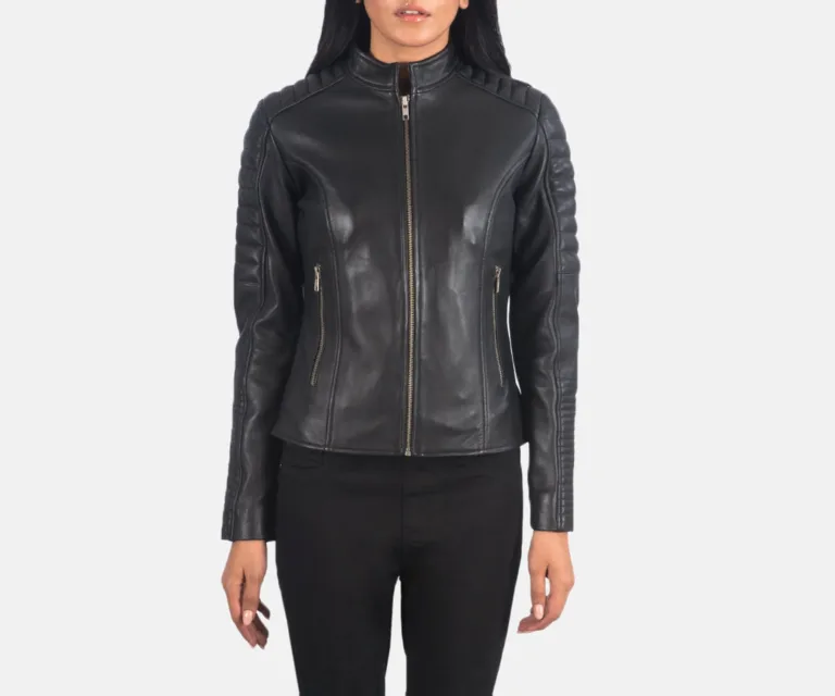 Adalyn Quilted Black Leather Biker Jacket Luxury Women's Biker Jacket — Rear Profile & Tailored Seaming