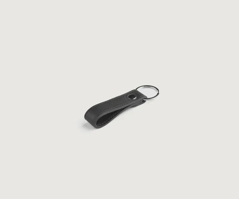 Adkins Black Leather Keychain Luxury Handcrafted Leather Accessory / Gift — Macro Leather Texture & Precision Stitching