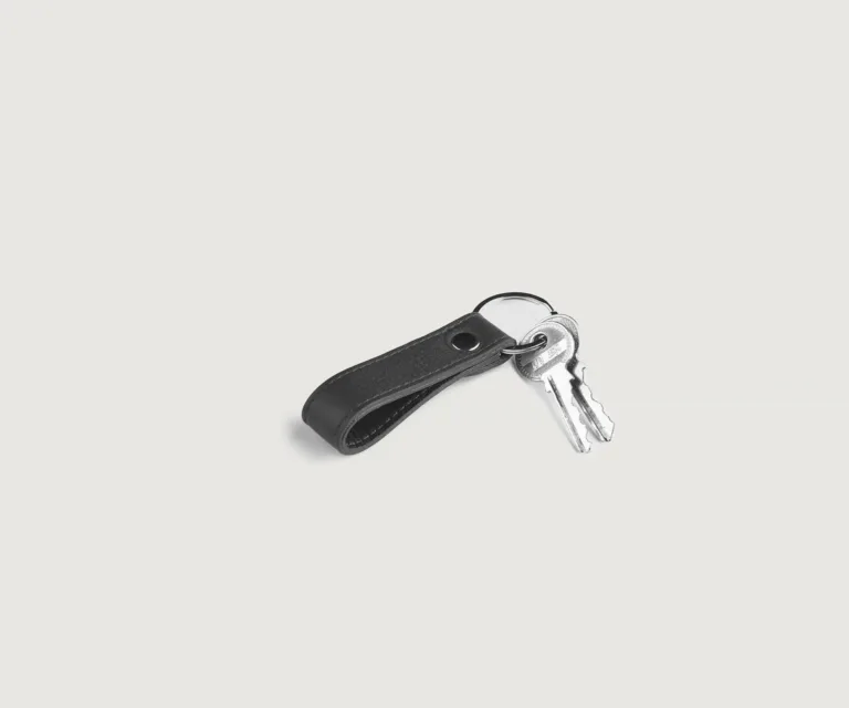Adkins Black Leather Keychain Luxury Handcrafted Leather Accessory / Gift — Burnished Edge Craftsmanship & Slim Profile