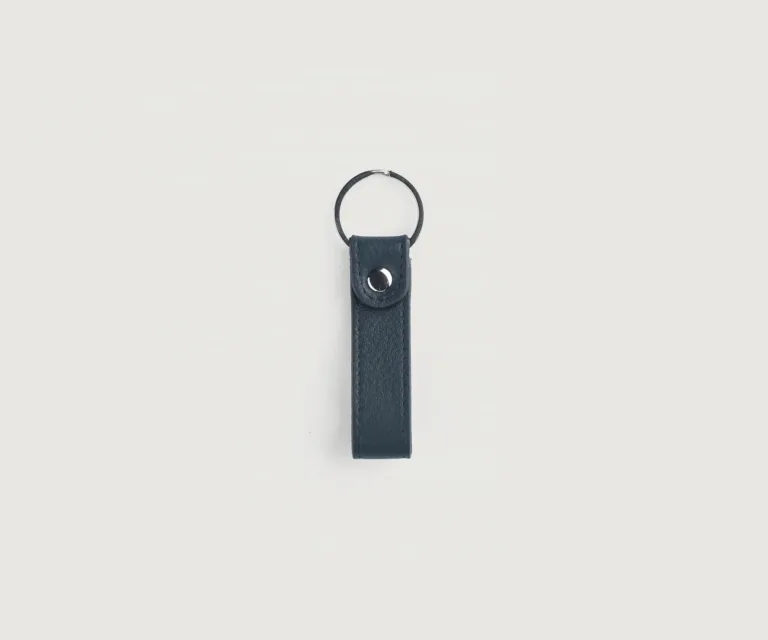 Adkins Blue Leather Keychain Luxury Handcrafted Leather Accessory / Gift — Unfolded Internal Compartment Architecture