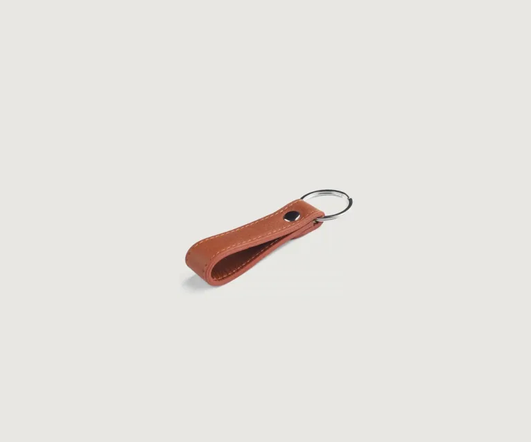 Adkins Brown Leather Keychain Luxury Handcrafted Leather Accessory / Gift — Macro Leather Texture & Precision Stitching