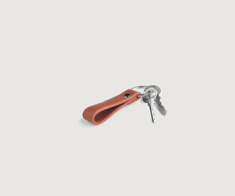 Adkins Brown Leather Keychain Luxury Handcrafted Leather Accessory / Gift — Burnished Edge Craftsmanship & Slim Profile