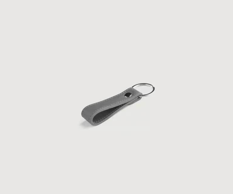 Adkins Grey Leather Keychain Luxury Handcrafted Leather Accessory / Gift — Macro Leather Texture & Precision Stitching
