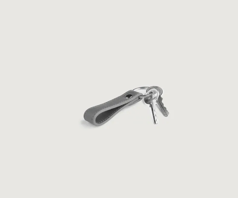 Adkins Grey Leather Keychain Luxury Handcrafted Leather Accessory / Gift — Burnished Edge Craftsmanship & Slim Profile