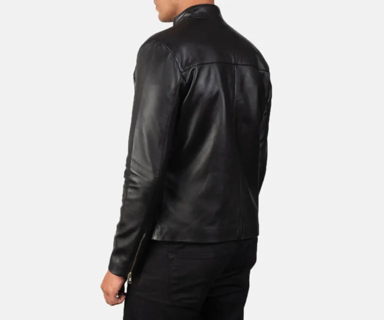 Adornica Black Leather Biker Jacket — Macro Detail Hardware, Grain & Stitching