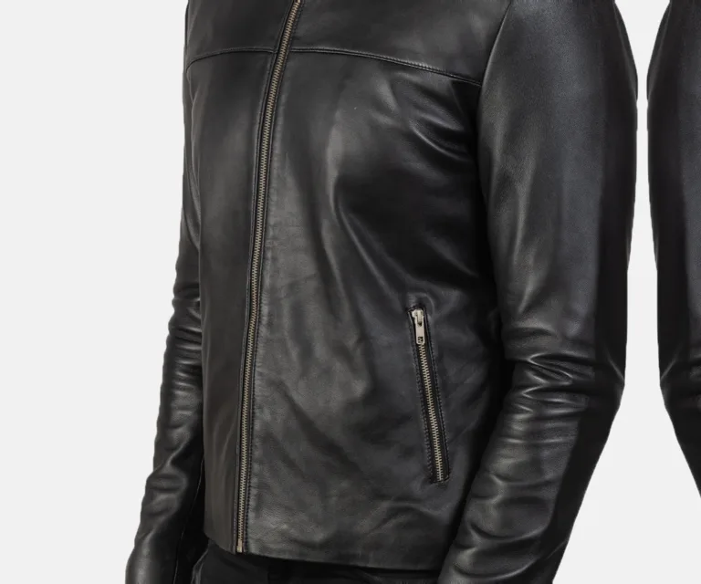 Adornica Black Leather Biker Jacket — Editorial Full-Length Head-to-Toe Model Presentation