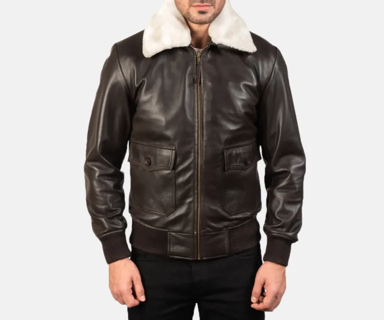 Airin G-1 Brown Leather Bomber Jacket — view 4
