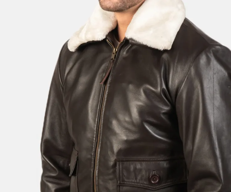 Airin G-1 Brown Leather Bomber Jacket — view 6