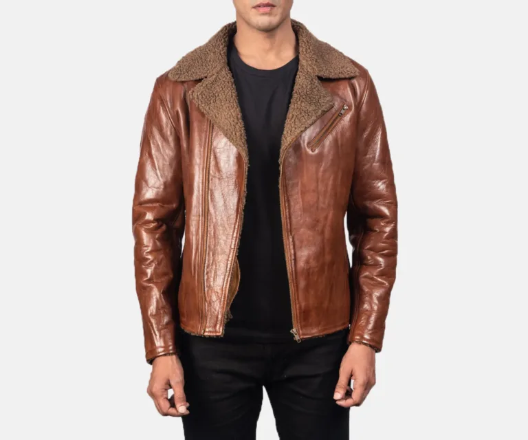 Alberto Shearling Brown Leather Jacket — Front Open Hero Presentation