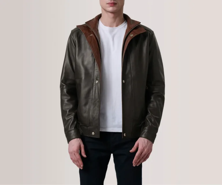 Alfred Brown Leather Bomber Jacket