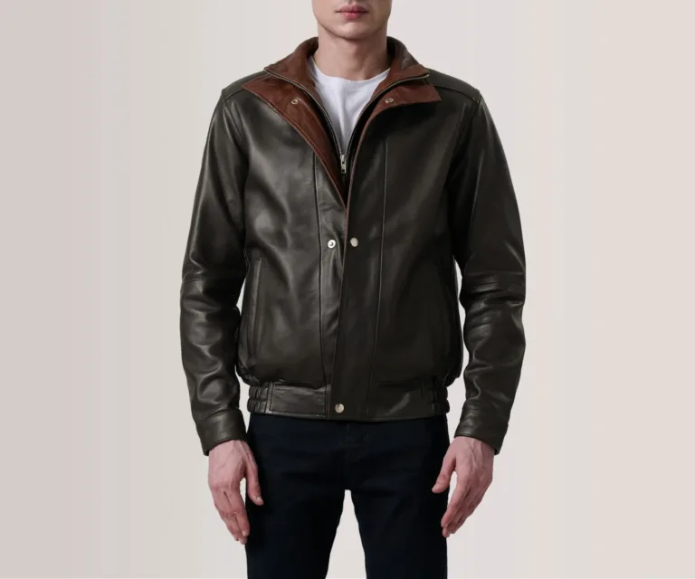 Alfred Brown Leather Bomber Jacket — view 3