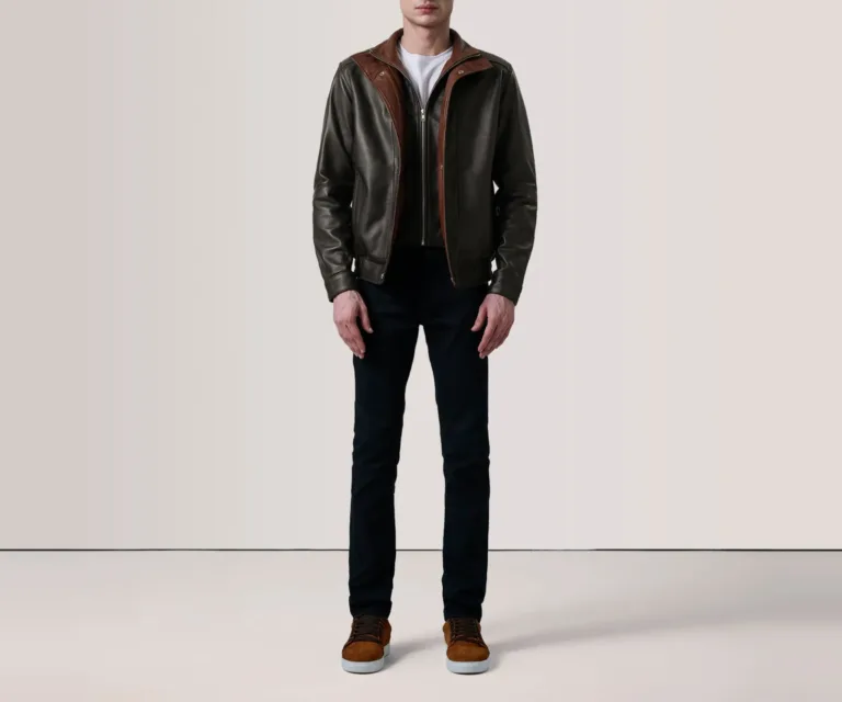 Alfred Brown Leather Bomber Jacket — view 6