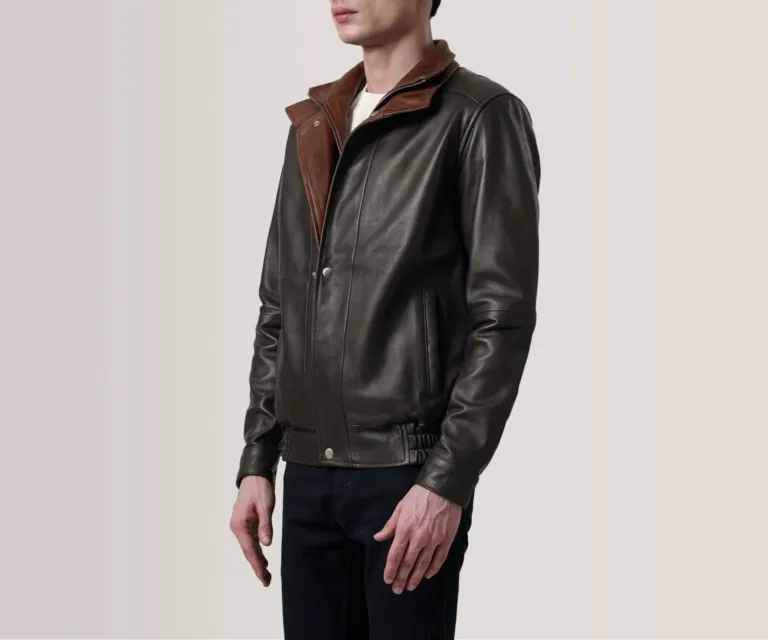 Alfred Brown Leather Bomber Jacket — view 2