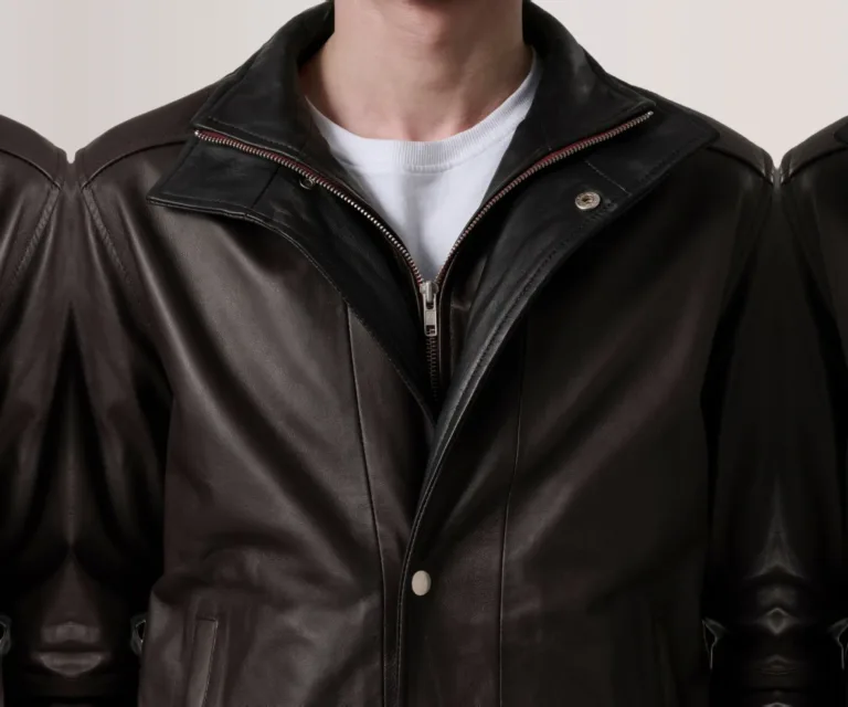 Alfred Maroon Leather Bomber Jacket — view 4