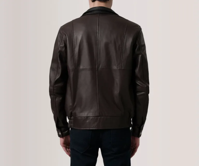 Alfred Maroon Leather Bomber Jacket — view 5