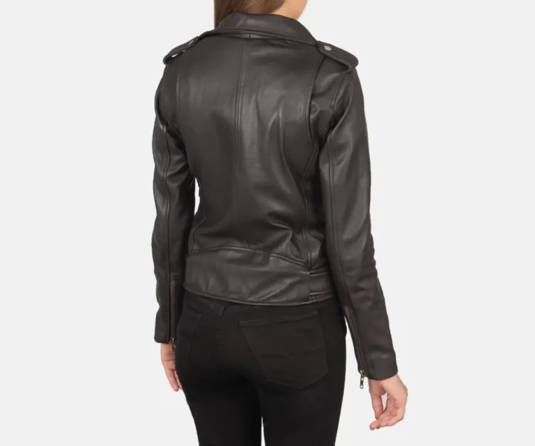 Alison Brown Leather Biker Jacket Luxury Women's Biker Jacket — Macro Hardware & Leather Grain